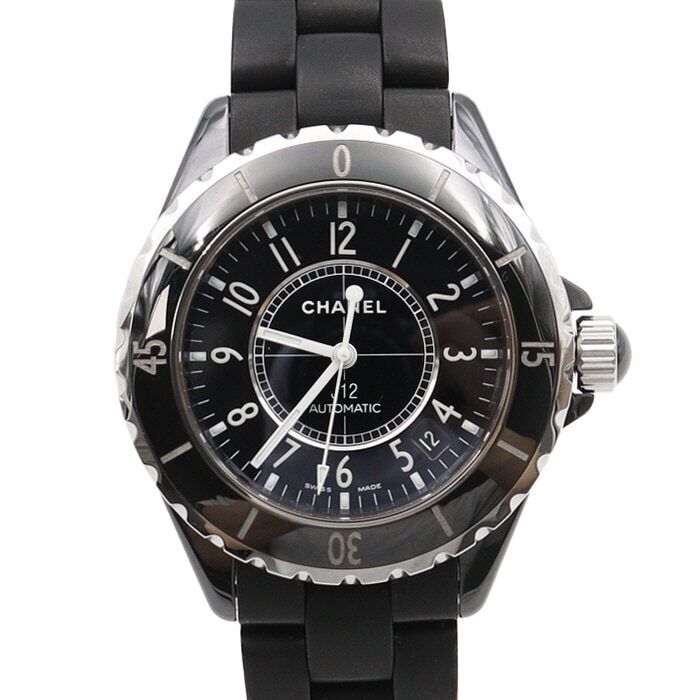 j12 중고 H0685 J12 블랙 러버스트랩 38MM 오토매틱 여성 시계 aa49685