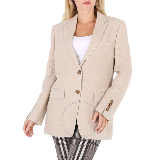 버버리 여성 루루 테일러드 자켓 Burberry Ladies Loulou Oatmeal Single-Breasted Tailored Jacket 8041742