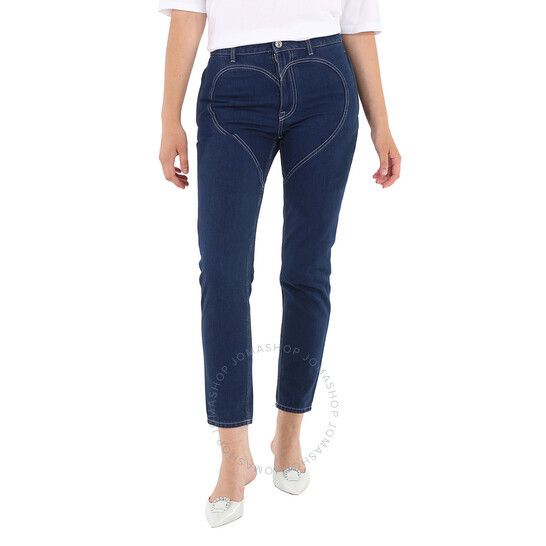 버버리 여성 다크 캔버스 블루 스키니 데님 Burberry Ladies Dark Canvas Blue Heart-Motif Skinny Jeans 4568186
