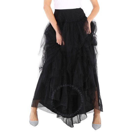버버리 여성 블랙 튤 스커트 Burberry Ladies Skirts Runway Black Tulle Tiered Skirt 4548071