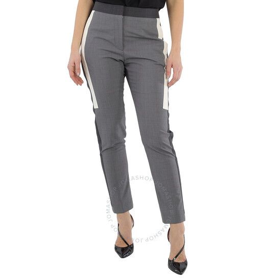 버버리 배색 스트라이프 크롭 울 바지 그레이 Burberry Contrast Stripe Crop Wool Trousers In Grey 8029059