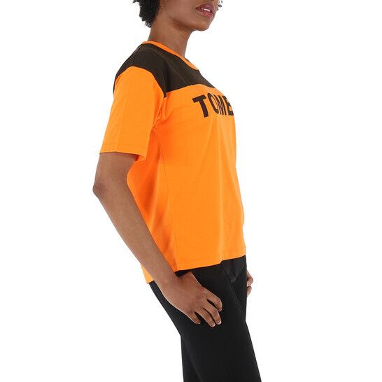 여성 저지 티셔츠 Filles A Papa Ladies Orange/Black Jersey T-Shirt With Tomboy 12 - TOM-NEON ORANGE/BLAC