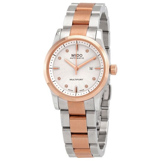 오토매틱 다이아몬드 화이트 다이얼 여성 시계 Mido Multifort Automatic Diamond White Dial Ladies Watch M005.007.22.036.00 M0050072203600