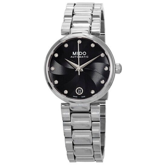 오토매틱 다이아몬드 블랙 다이얼 여성 시계 Mido Baroncelli Donna Automatic Diamond Black Dial Ladies Watch M022.207.11.056.10 M0222071105610