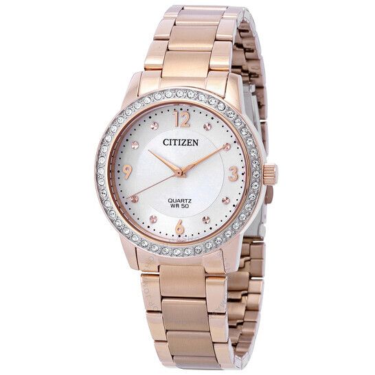 시티즌 쿼츠 크리스탈 화이트 다이얼 여성 시계 Citizen Quartz Crystal White Dial Ladies Watch EL3093-83A EL3093-83A