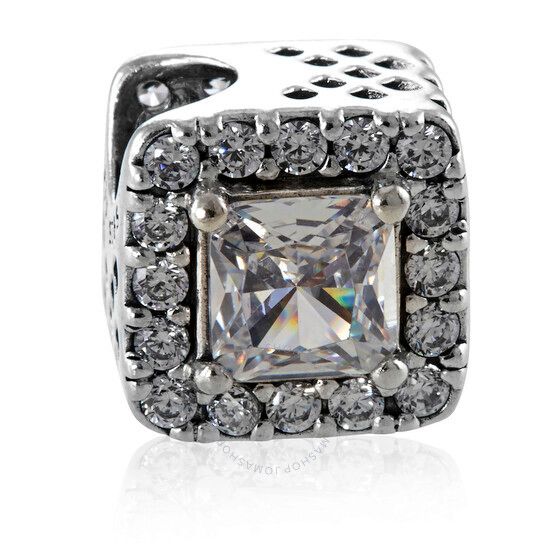 스퀘어 참 스털링 실버 Pandora Square Sparkle Halo Charm In Sterling Silver 796206CZ