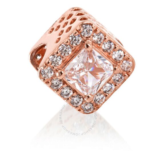 로즈 스퀘어 참 Pandora 14k Rose Gold-plated Square Sparkle Halo Charm 786206CZ