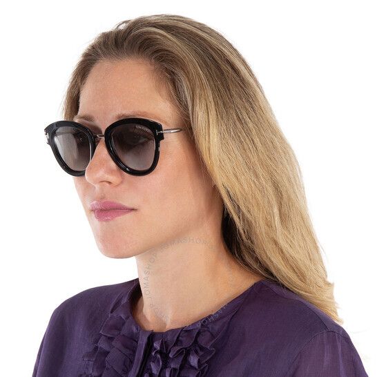 스모크 라운드 여성 선글라스 Tom Ford Mia Smoke Mirror Round Ladies Sunglasses FT0574 14C 52 FT0574 14C 52