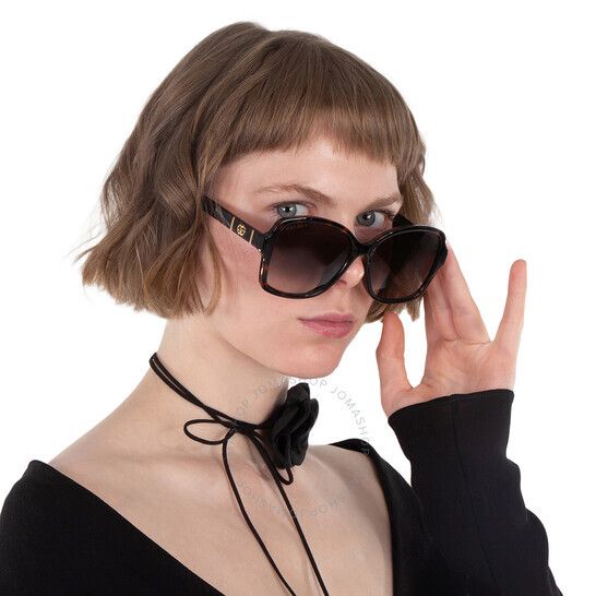 구찌 브라운 그라디언트 버터플라이 여성 선글라스 Gucci Brown Gradient Butterfly Ladies Sunglasses GG0765SA 003 57 GG0765SA 003 57