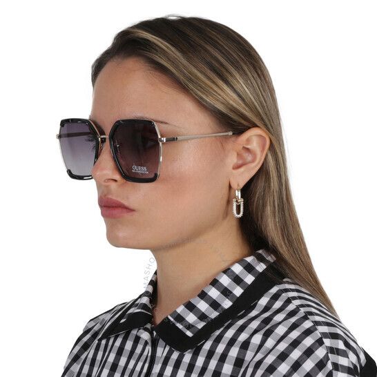 스모크 그라디언트 버터플라이 여성 선글라스 Guess Factory Smoke Gradient Butterfly Ladies Sunglasses GF0418 01B 58 GF0418 01B 58