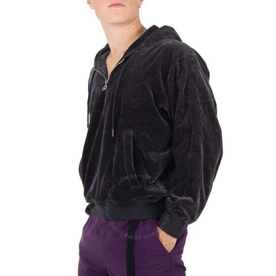 솔리드 그레이 벨루어 후디 브랜드 Solid Homme Grey Half-Zip Velour Hoodie, Brand Size 44 (US Size 34) S233TS06-721G