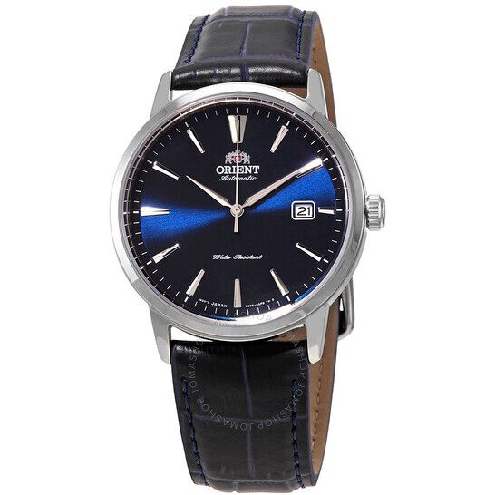 오토매틱 블루 다이얼 가죽 남성 시계 Orient Automatic Blue Dial Blue Leather Men's Watch RA-AC0F06L10B RA-AC0F06L10B