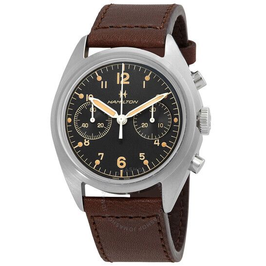 카키 크로노그라프 블랙 다이얼 남성 시계 Hamilton Khaki Aviation Pioneer Chronograph Hand Wind Black Dial Men's Watch H76409530 H76409530