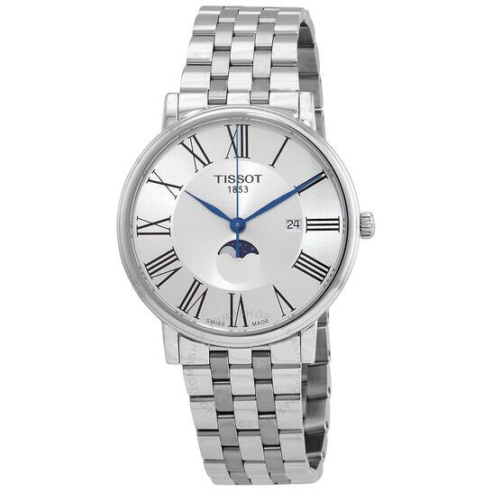 문 쿼츠 실버 다이얼 남성 시계 Tissot Carson Moon Phase Quartz Silver Dial Men's Watch T1224231103300 T1224231103300