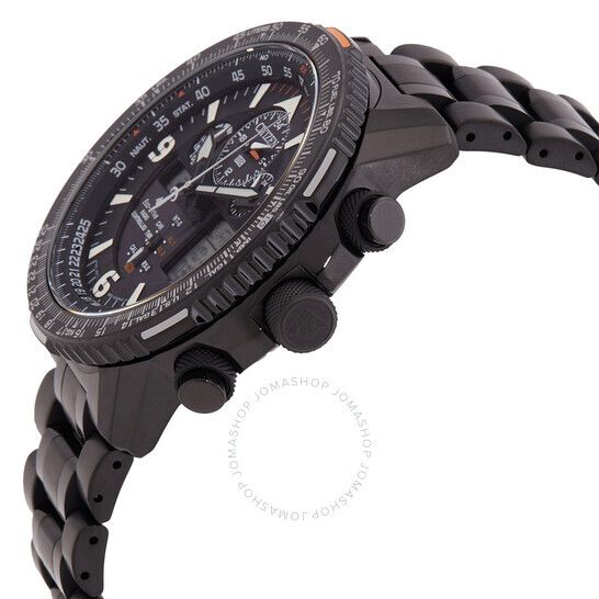 시티즌 퍼페츄얼 타임 크로노그라프 블랙 다이얼 남성 시계 Citizen Promaster Skyhawk A-T Perpetual Alarm World Time Chronograph Analog-Digital Black Dial Men's Watch JY8075-51E JY8075-51E