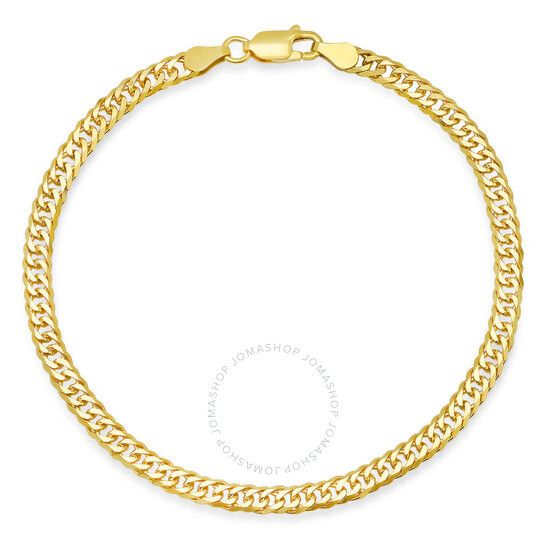 남성 옐로우 골드 오버 실버 더블 커브 체인 팔찌 Kylie Harper Men's Italian 14k Yellow Gold Over Silver 8.5" Miami Cuban Double Curb Chain Bracelet 210-5B113Y-8.5