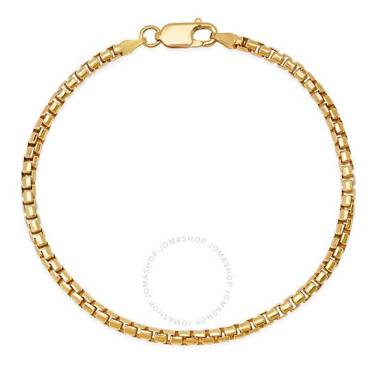 남성 골드 오버 실버 라운드 박스 체인 팔찌 Kylie Harper Men's Thick 8.5" Italian 14k Gold Over Silver Round Box Chain Bracelet 210-5B103Y-8.5