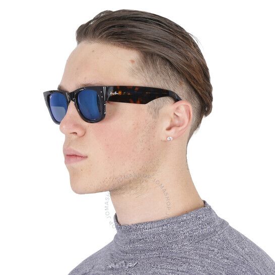 블루 스퀘어 남여공용 선글라스 Ray Ban Mega Wayfarer Blue Mirror Square Unisex Sunglasses RB0840S 6638O4 51 RB0840S 6638O4 51