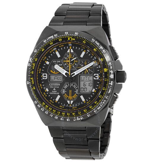시티즌 크로노그라프 블랙 다이얼 남성 시계 Citizen Promaster Skyhawk A-T Chronograph GMT Black Dial Men's Watch JY8127-59E JY8127-59E