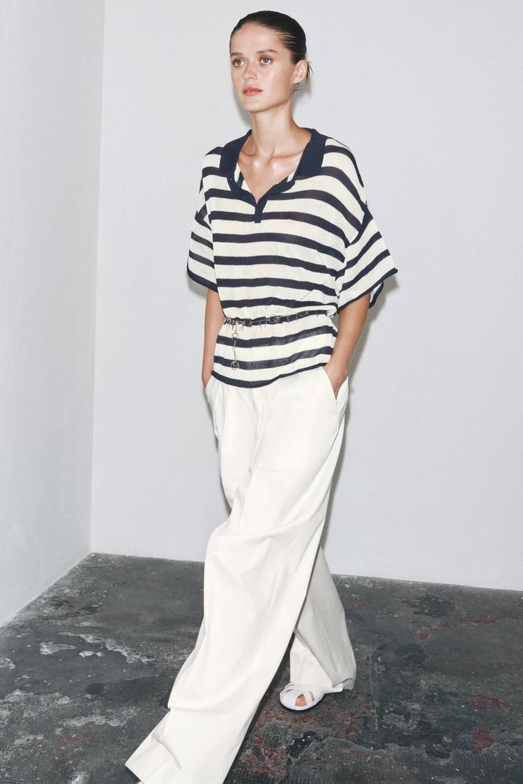 스트라이프 니트 폴로 셔츠 STRIPED KNIT POLO SHIRT 439511590