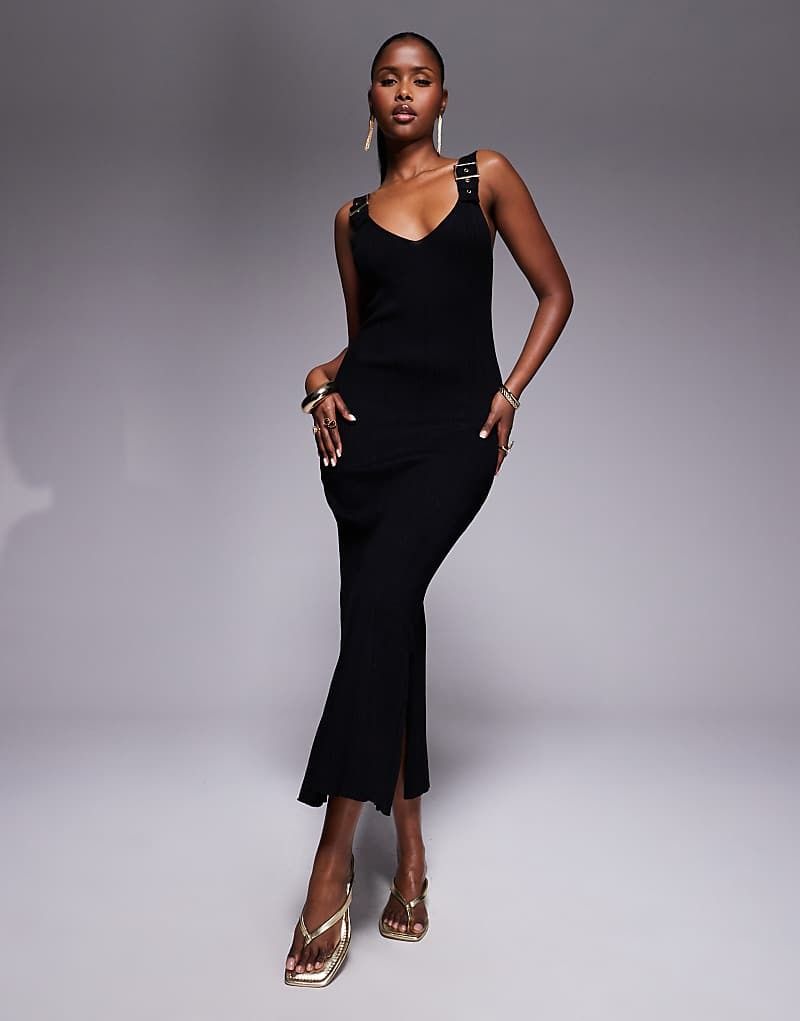 드레스 블랙 Kleid in Schwarz mit Schnallendetail 208198056SCHWARZ