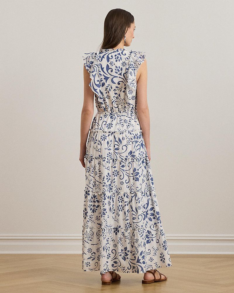 플로랄 코튼 맥시 드레스 Floral Cotton Voile Tiered Maxi Dress 5558067