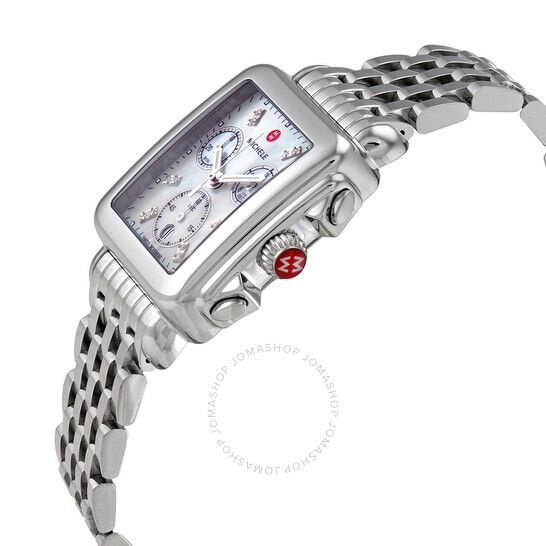 크로노그라프 쿼츠 다이아몬드 화이트 오브 진주 다이얼 여성 시계 Michele Deco Chronograph Quartz Diamond White Mother of Pearl Dial Ladies Watch MWW06A000778 MWW06A000778