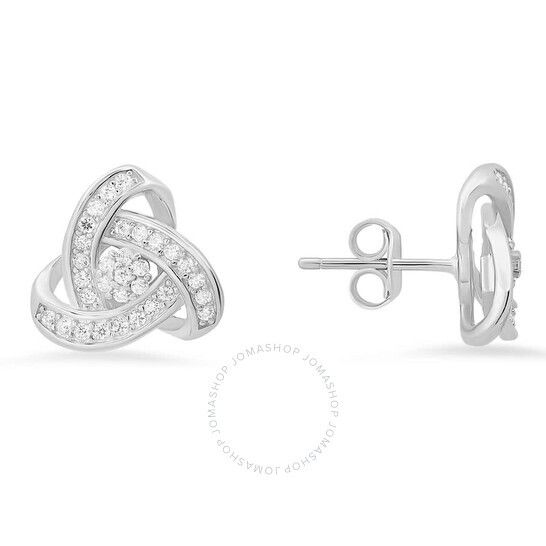 스털링 실버 러브 벨트 스터드 귀걸이 Kylie Harper Sterling Silver Trinity Love Knot CZ Stud Earrings 04-315-DSE