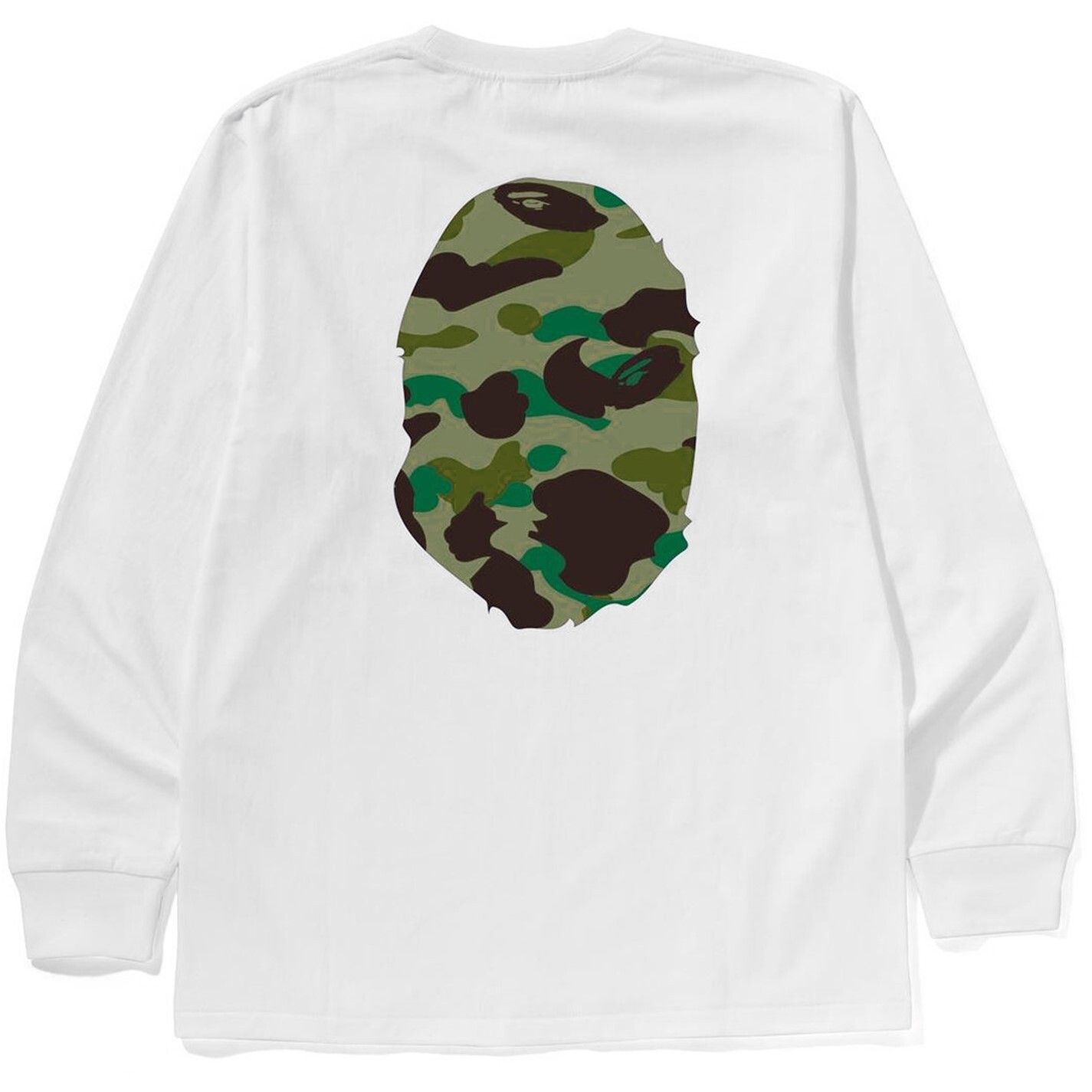 빅 헤드 롱 슬리브 티셔츠 1st Camo Big Ape Head Long Sleeve T-Shirt 587020 White Green
