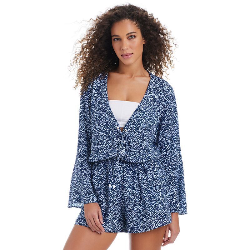 여성 더 롱 슬리브 레이스업 스윔 Women's On The Prowl Long Sleeve Lace-Up Romper Swim Cover-Up, Exclusively at Macy's  21325074 Navy