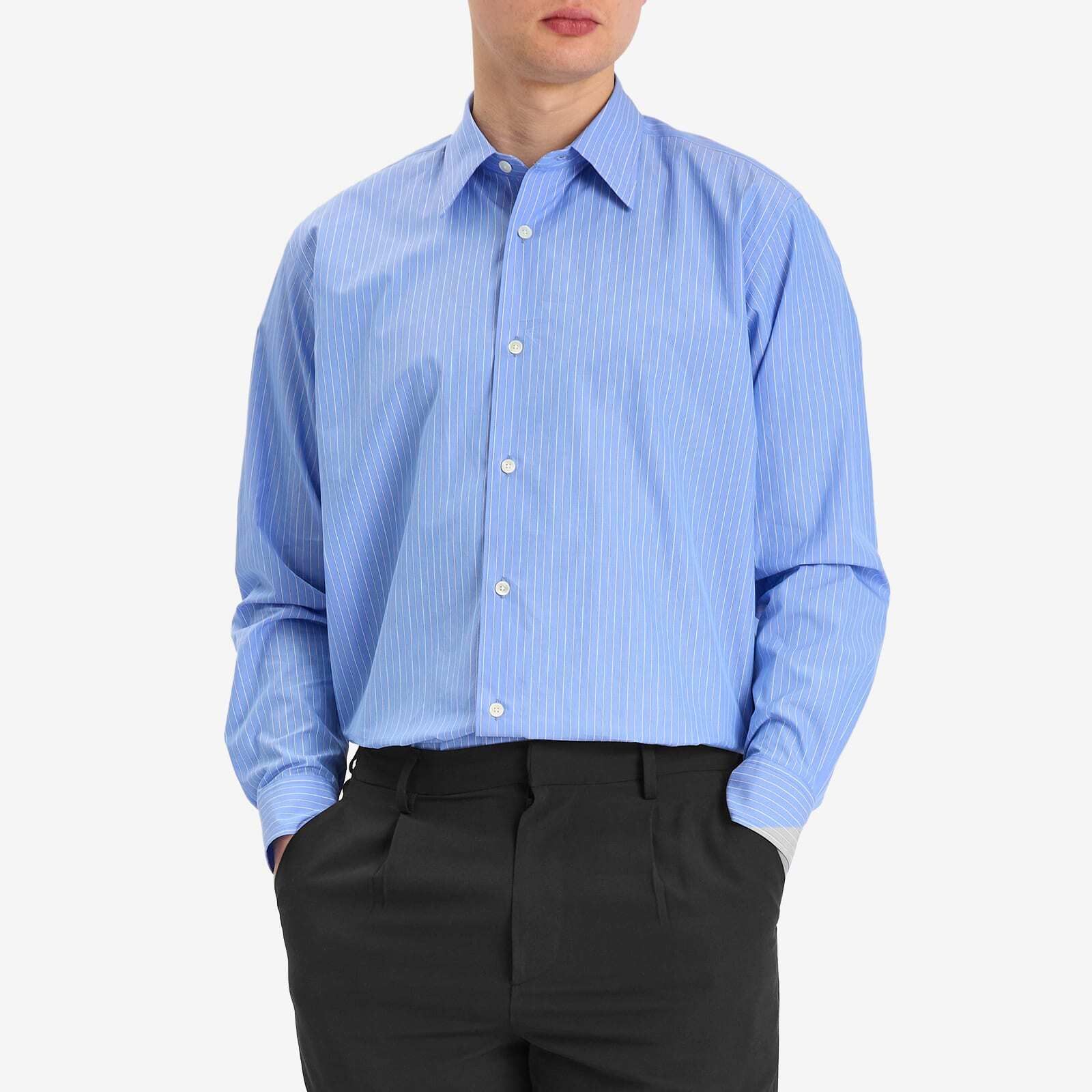 하이 스트라이프 셔츠 Suvin High Count Cloth Stripe Shirt A25SS01SS-BST Blue Stripe