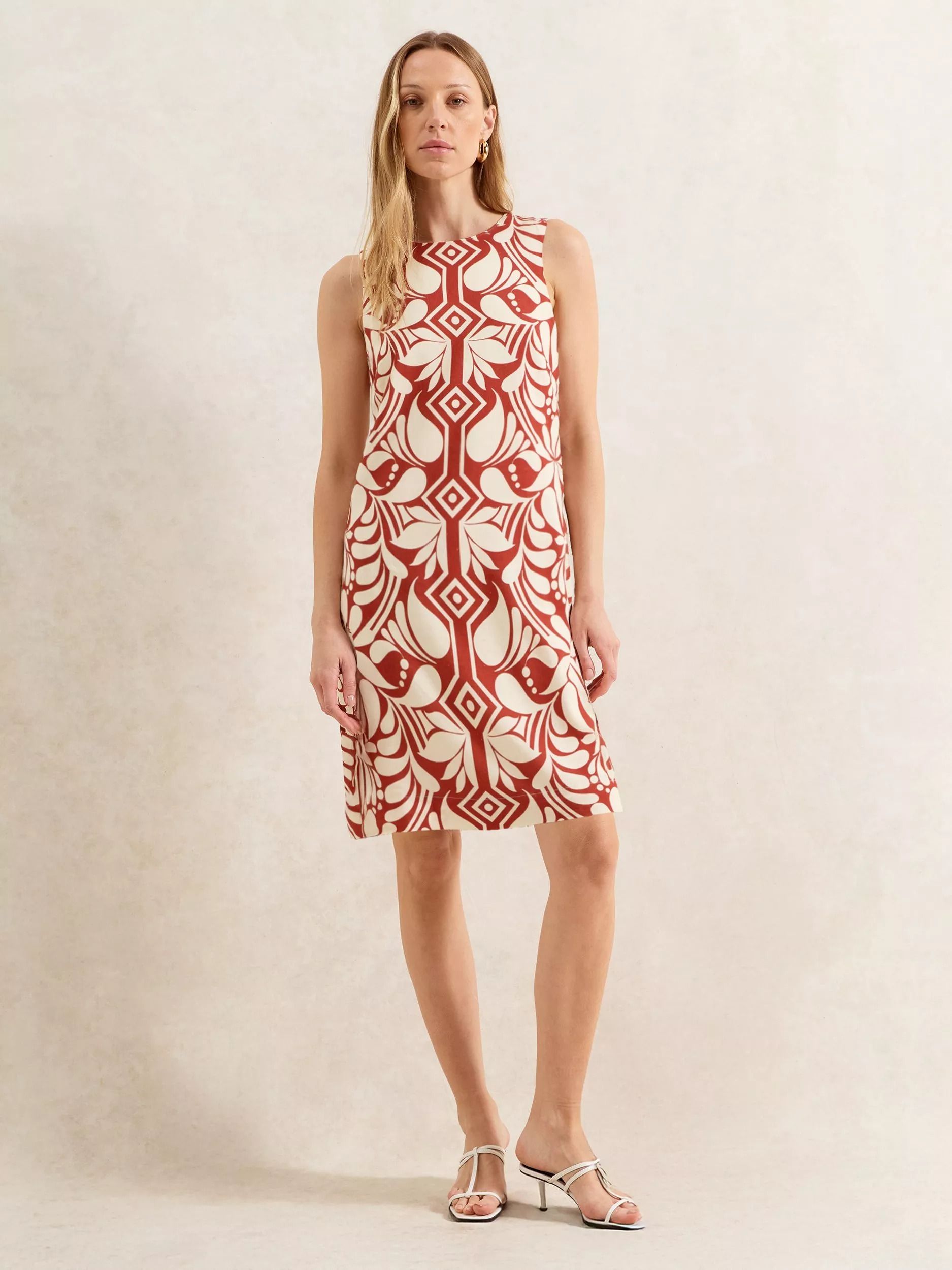 프린트 시프트 미니 드레스 브라운 Tile Print Shift Mini Dress, Brown 113599005