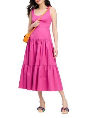 코튼 포플린 Newport Cotton Poplin Tiered Midi-Dress 0400022545080 RHODODENDRON GROVE