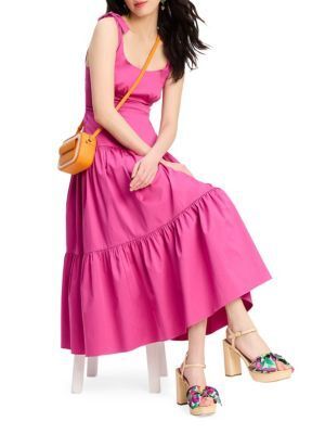 코튼 포플린 Newport Cotton Poplin Tiered Midi-Dress 0400022545080 RHODODENDRON GROVE