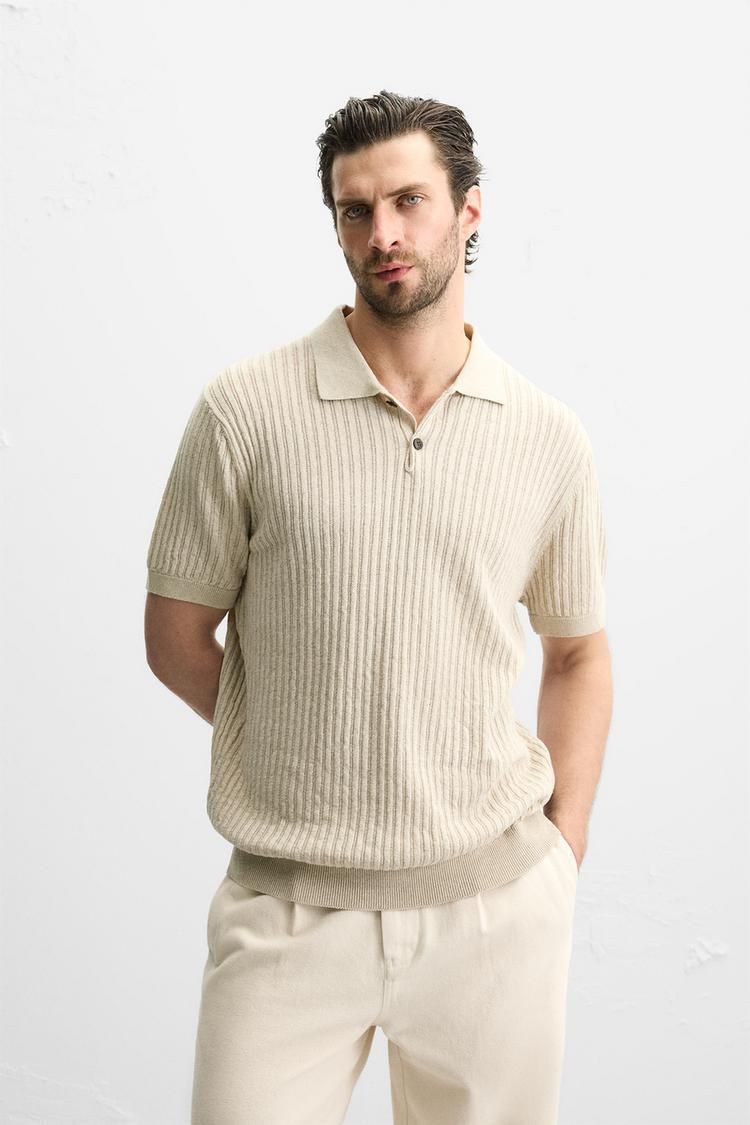 니트 폴로 셔츠 RIB KNIT POLO SHIRT 437819047