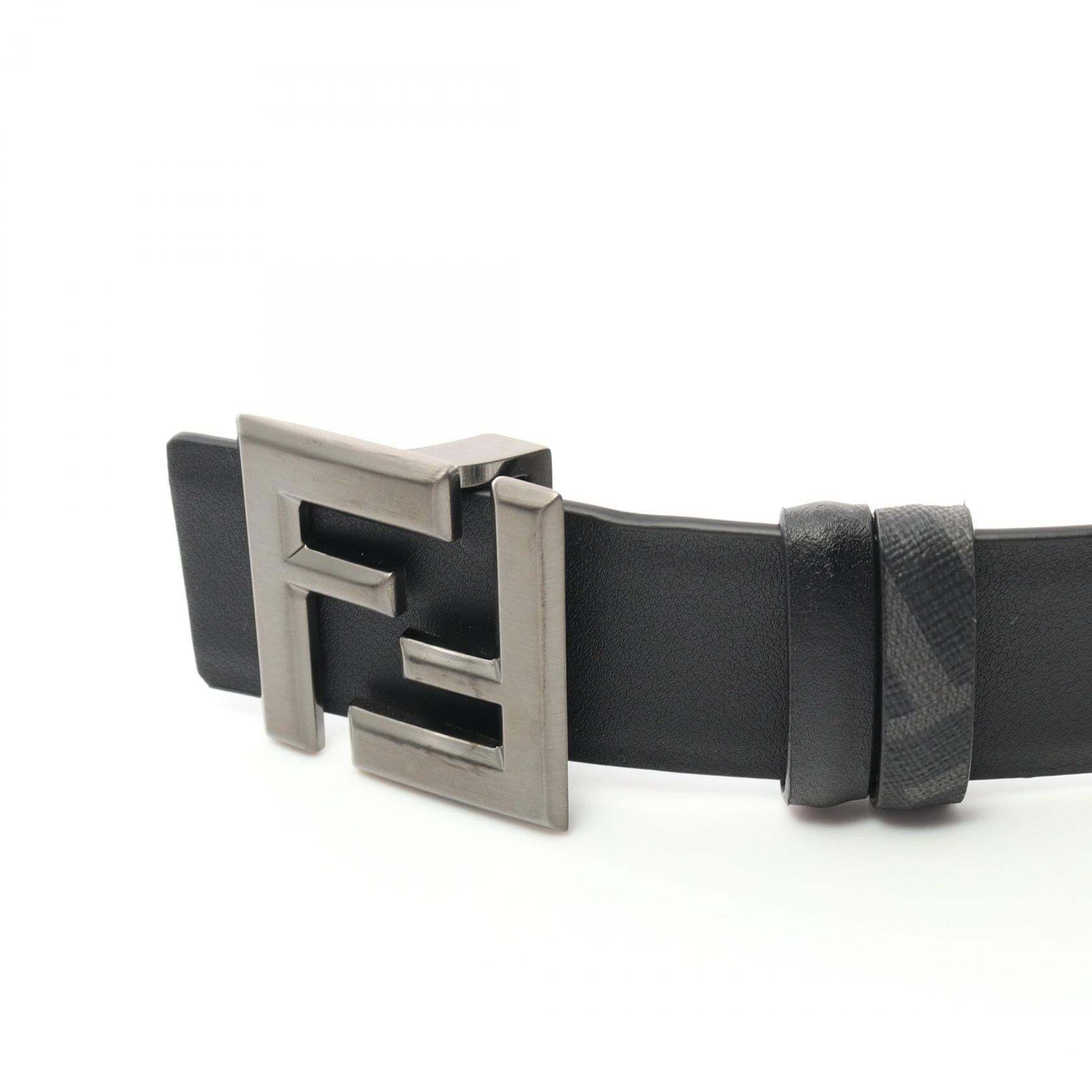 중고 남성,액세서리,벨트 ff 로고 가죽 블랙 그레이 펜디  FF   PVC    983705