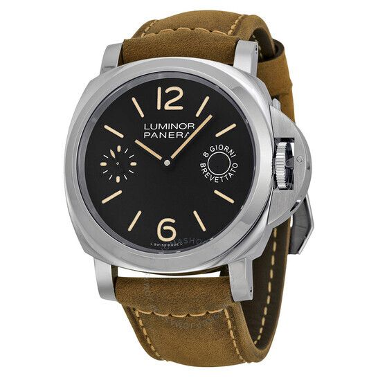 블랙 다이얼 가죽 남성 시계 Panerai Luminor Marina Black Dial Tan Leather Men's Watch PAM00590 PAM00590