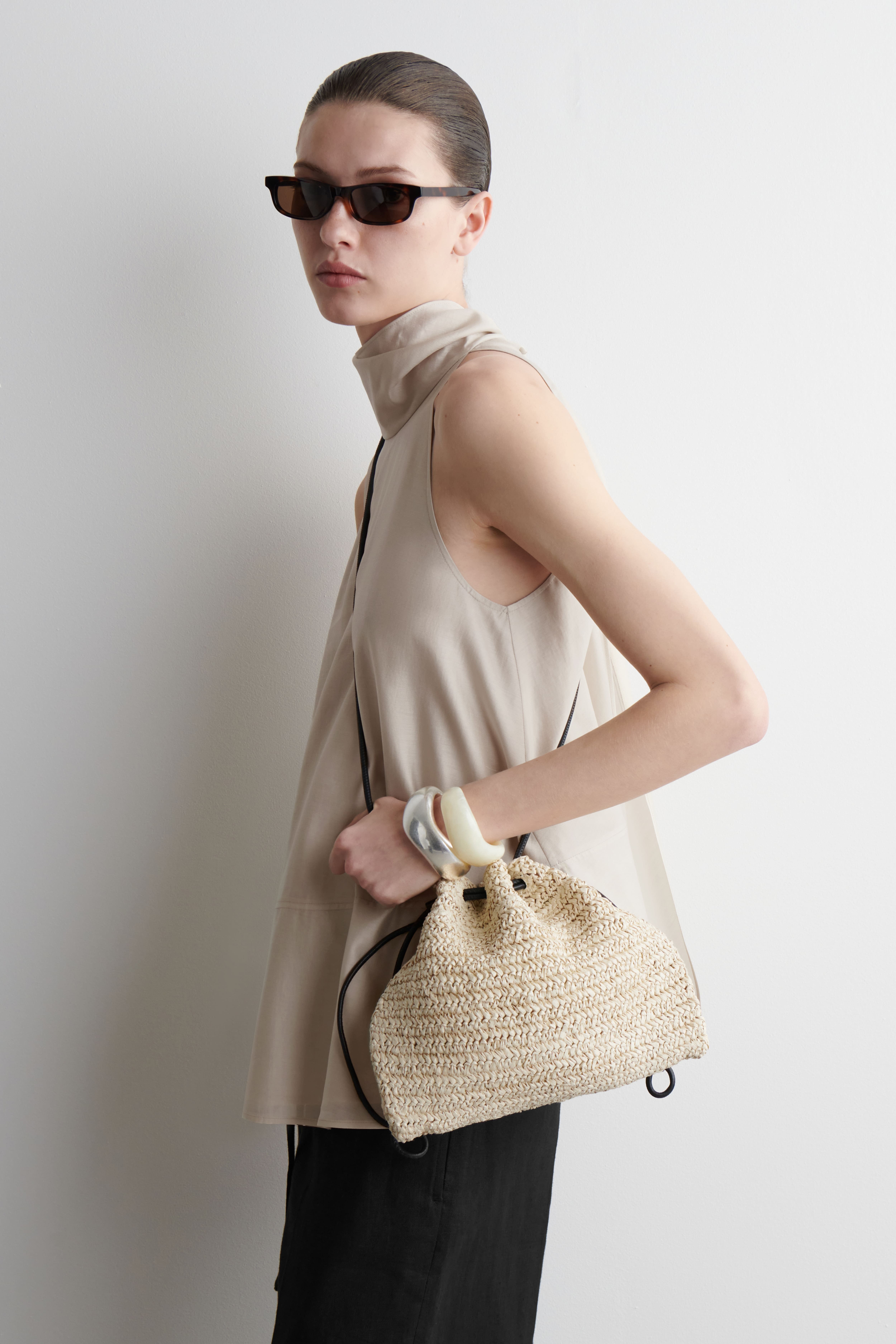 미니 클러치 가방 스트로 MINI CAVATELLI CLUTCH BAG - STRAW 1285407001