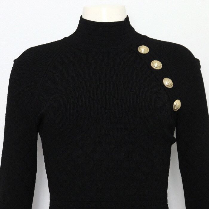 【関税込み】Balmain ブラック＆ゴールド ジップ ドレス Balmain Black Gold Button Long Dress 16378K462 135393394 | eBay