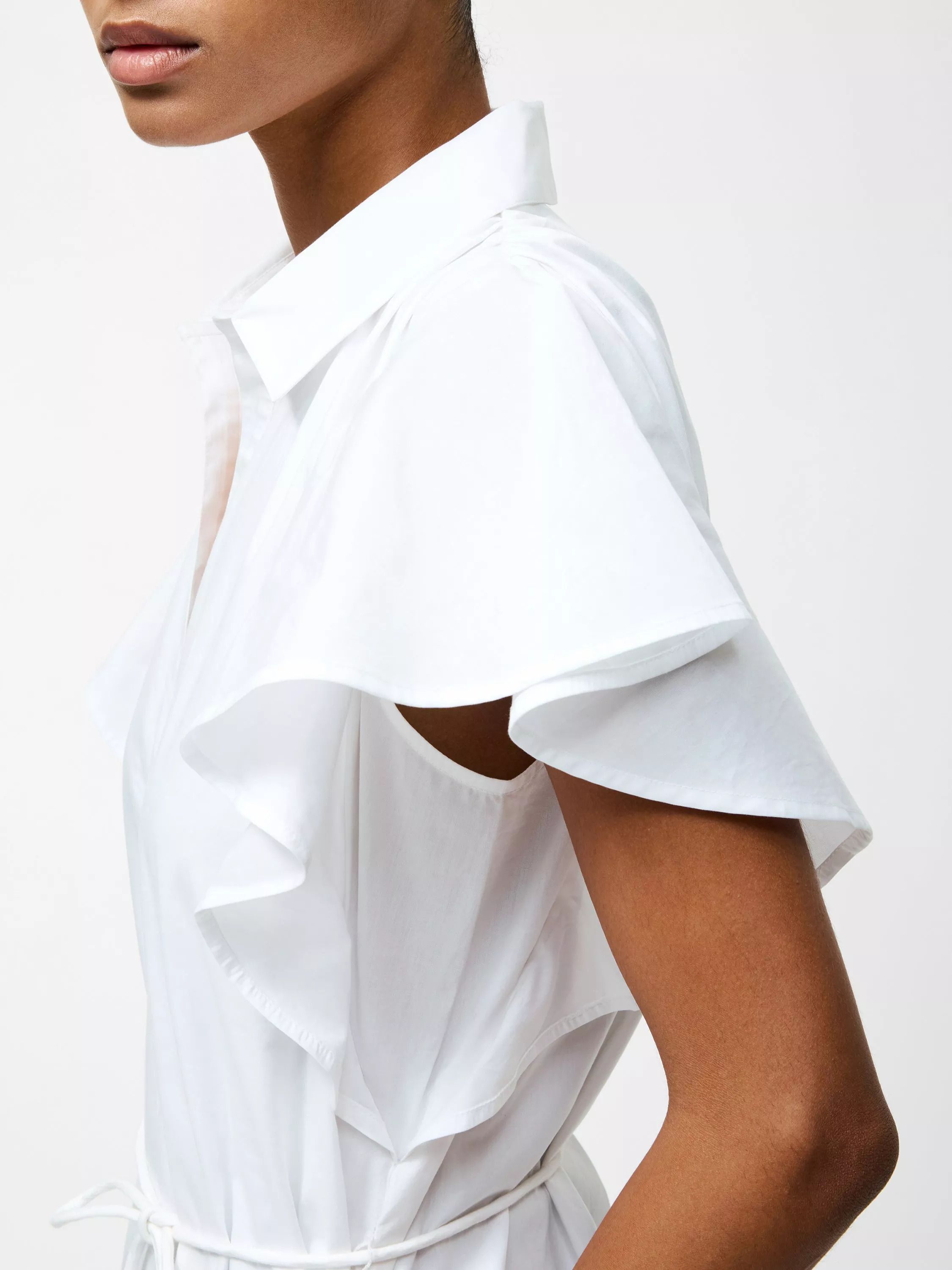 코튼 벨트 드레스 Cambria Cotton Belted Dress 113603317 Linen White