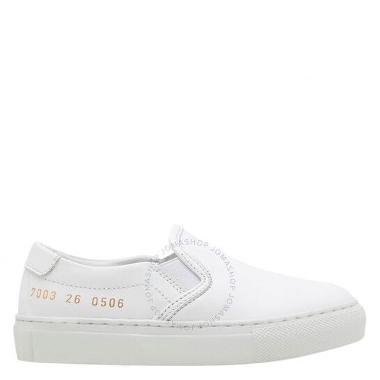 키즈 화이트 가죽 슬립 스니커즈 Common Projects Kids White Leather Slip On Sneakers 7003 0506