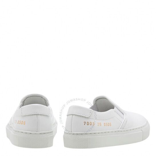 키즈 화이트 가죽 슬립 스니커즈 Common Projects Kids White Leather Slip On Sneakers 7003 0506
