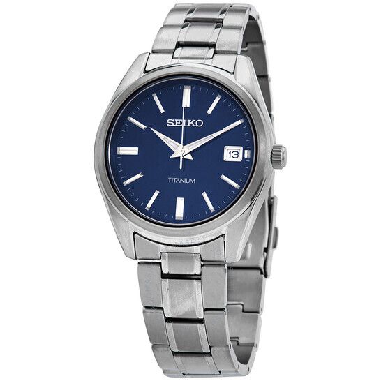 클래식 쿼츠 블루 다이얼 그레이 타이타니움 남성 시계 Seiko Classic Quartz Blue Dial Grey Titanium Men's Watch SUR373 SUR373