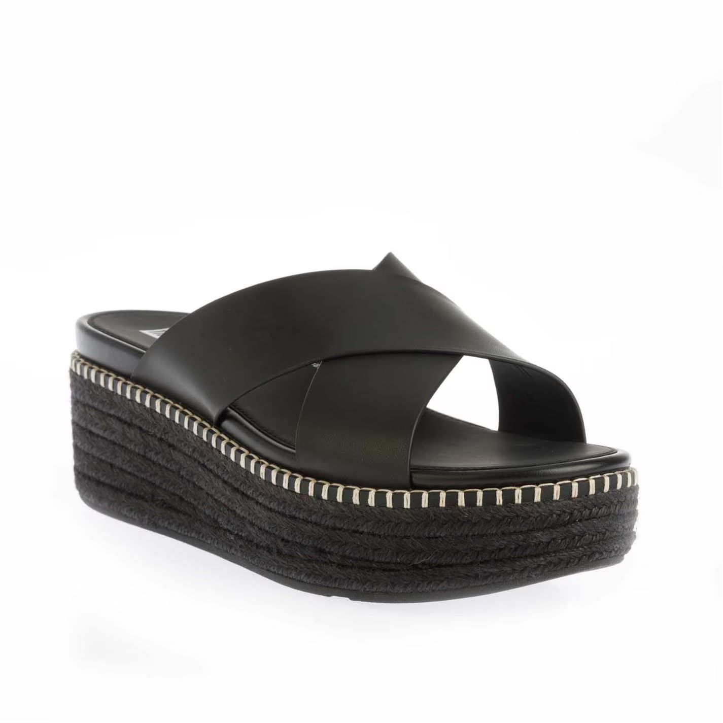 에스파드류 웨지 슬리퍼 샌들 블랙 Eloise Espadrille Wedge Cross Slide Sandals Black 01585903