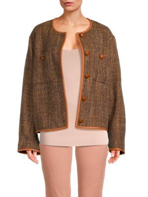 가죽 트리밍 울 자켓 Highlands Leather Trim Wool Jacket 0400018844302 BROWN MULTI