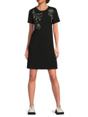 플로랄 에이라인 Floral Stretch-Cotton A-Line Minidress 0400022609988 BLACK