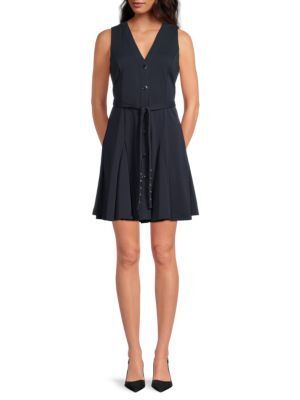 민소매 Sleeveless Button-Front Minidress 0400022834234 NAVY