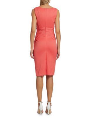 와플 브이넥 시스 드레스 Waffle Pique V-Neck Sheath Dress 0400020611722 POMEGRANATE