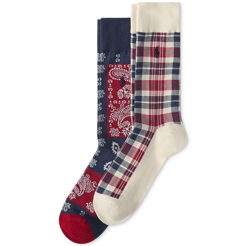 남성 반다나 삭스 Men's 2-Pk. Plaid & Bandana Slack Socks 20716900 Cream