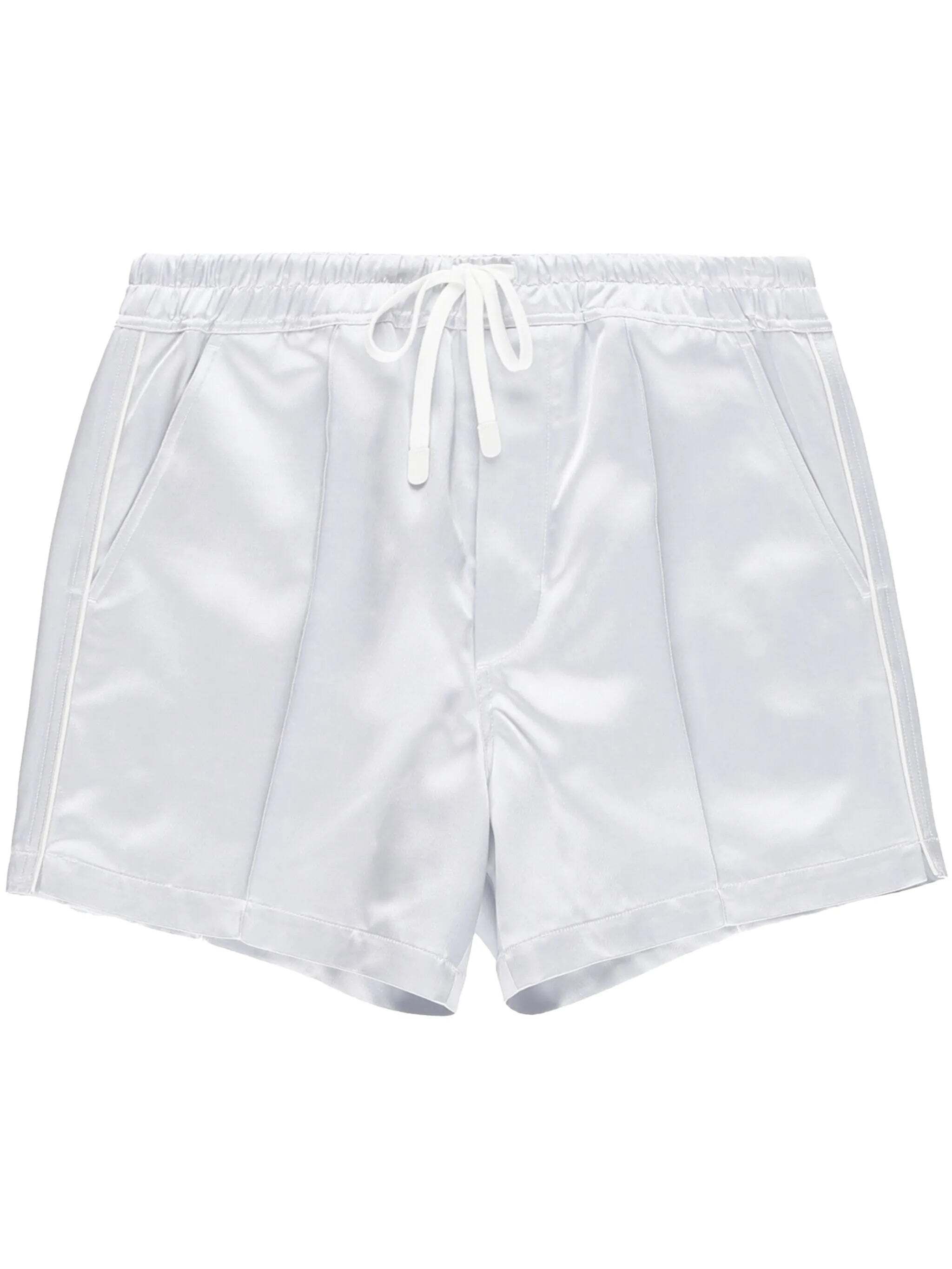 플리츠 디테일 드로우스트링 새틴 바지 아이스 블루 TOM FORD Pleat Detail Drawstring  Satin Shorts Ice Blue SSC002FMV031S25XIBWH